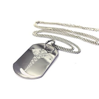 Custom Silver Plated Medical Alert Necklace Dog Tag